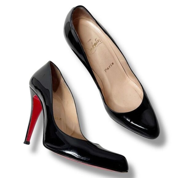 Christian Louboutin Simple Classic Pump Black Patent Leather Heels Women’s Sz 39 - Picture 3 of 9